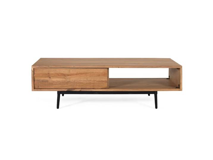 Table basse en bois d’acacia 120 cm style rustique moderne