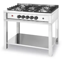 HENDI Gasherd - 5 Kochfelder, offener Unterbau, Kitchen Line, 14,3kW, 900x640x(H)910mm