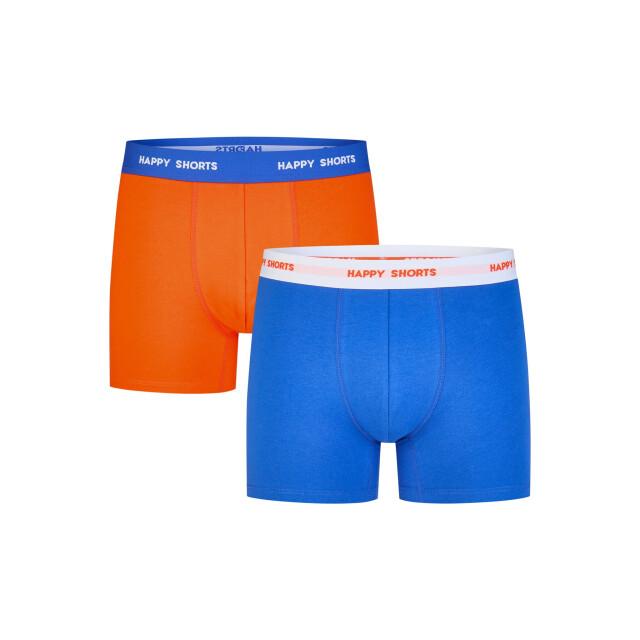 Happy Shorts Heren boxershorts oranje/blauw 2-pack