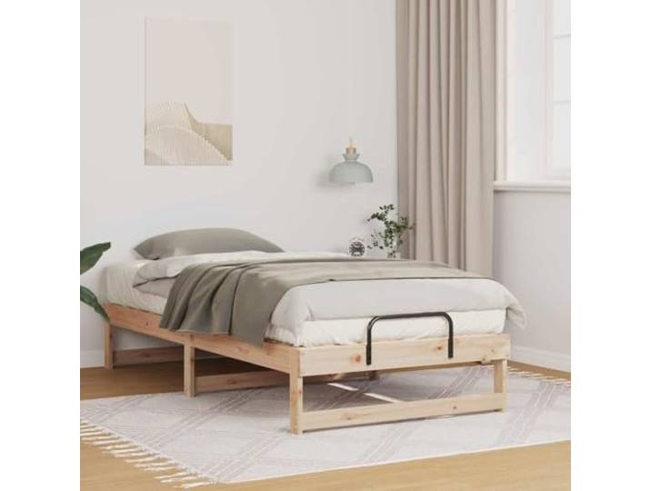 Massivholz Kiefer Leinen Look Kopfteil Schaumstofffüllung waschbarer Bezug Bettgestell mit gepolstertem Kopfteil Massivholz Kiefer Schwarz 140x190 cm Lattenrost ohne Boxspring Waschbarer Bezug Lesen