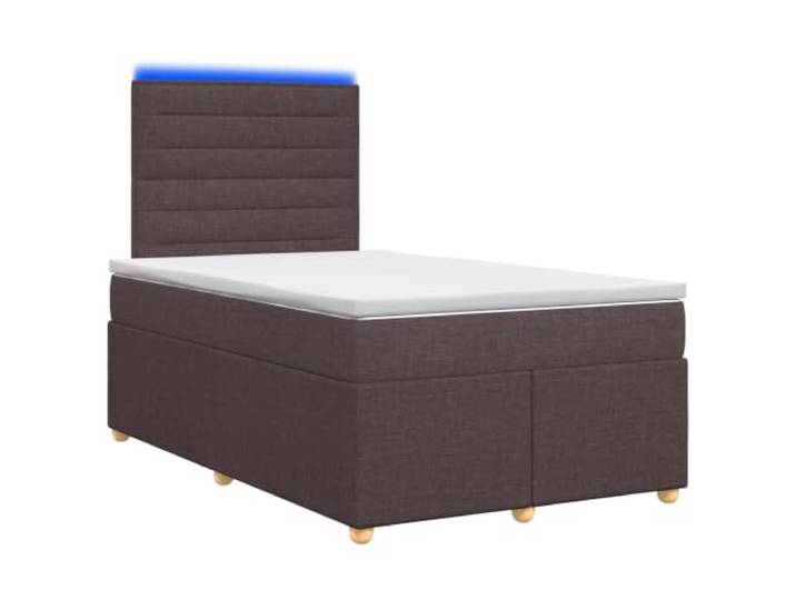 RJPLMFV Boxspringbett mit Matratze, Dunkelbraun, 120 x 200 cm Kopf verstellbar, LED, USB, Holz, Polyester, mittelfest