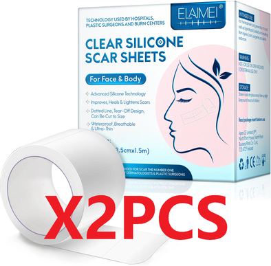 DynamicDeals Invisible Silicone Scar Sheets Tape For Smooth Skin Recovery Reusable Scar Removal Strips 2pcs