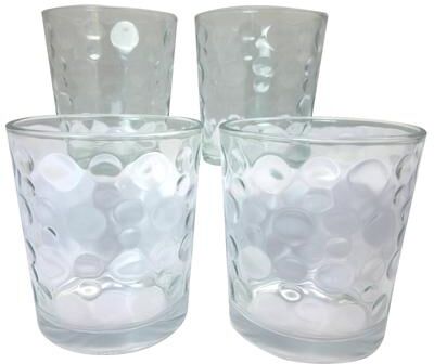 Gibson Great Foundations 4 Piece 13 oz Clear Embossed Glass Set with Bubbles Pattern