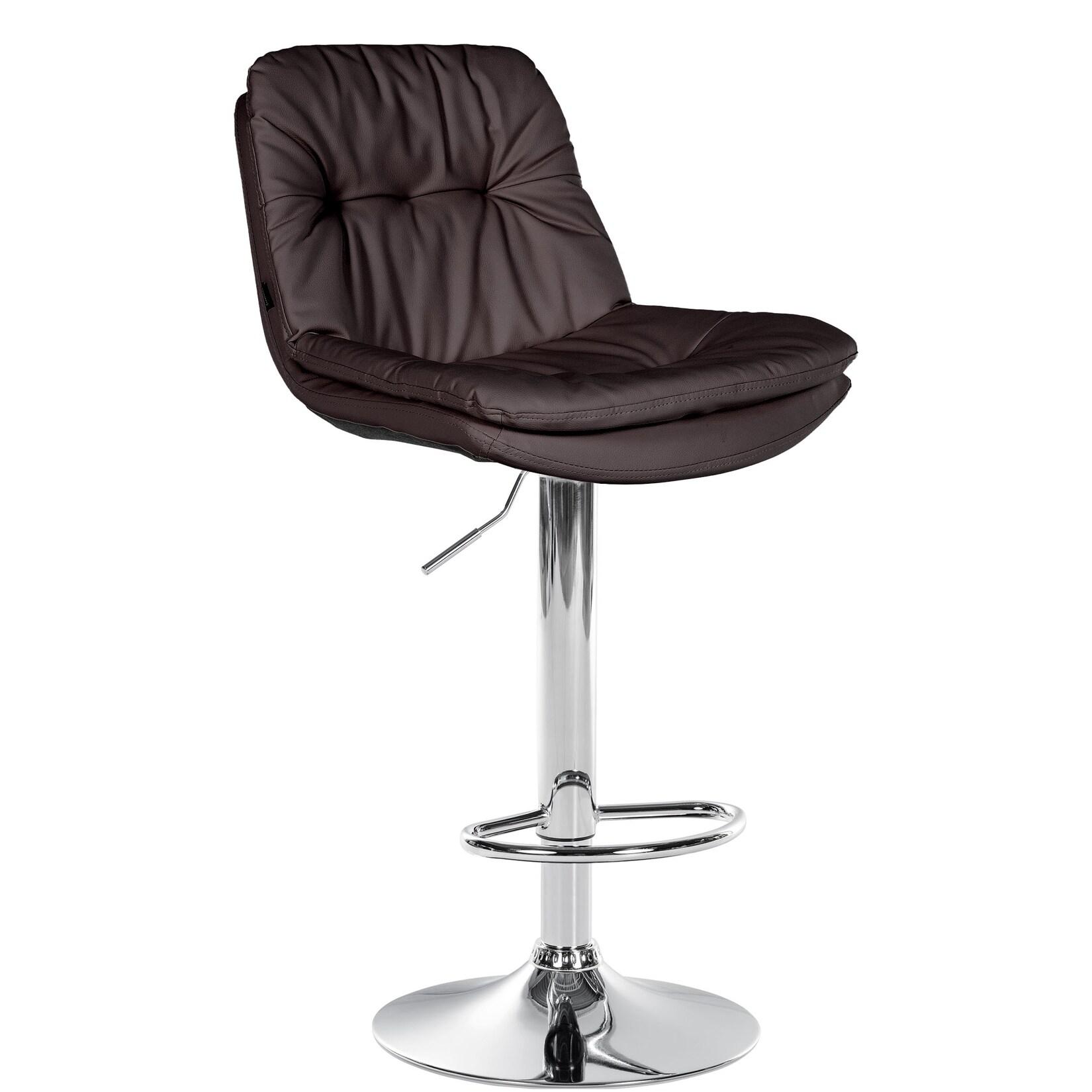 CLP Barhocker Laurel Kunstleder chrom - Farbe: braun, Gestellmaterial: Metall in Chromoptik