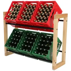 PROREGAL Getränkekistenregal HARZ HxBxT 85x112x35cm 6 Kisten auf 2 Ebenen Massives Kiefernholz Natur Getränkekistenständer Kistenregal