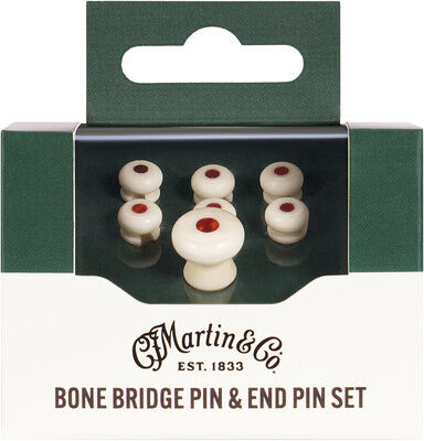 Martin Guitar Bone Bridge & End Pin F Tort blanc avec incrustations imitation écaille de tortue