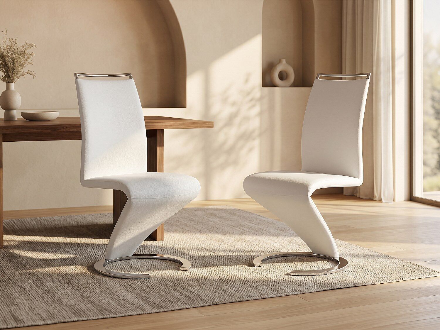 Unique Conjunto de 2 sillas TWIZY - Piel sintética - Blanco