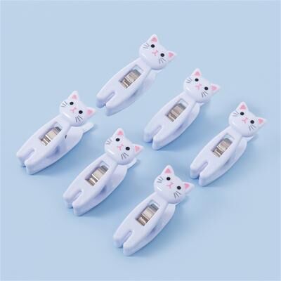 ModernMart Cute Cartoon Cat Clips Multipurpose Snack Sealing And Bookmark Clips Set white