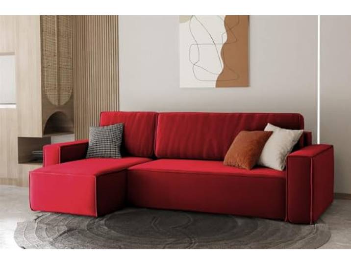 Fun Möbel Ecksofa Schlafsofa Sofa Maris Stoff Swing (Rot, Seite Links:)