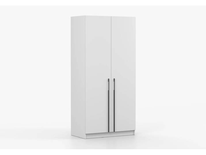 Drehtürenschrank ROSA 2D 100 cm Weiß Weiß Schwarz