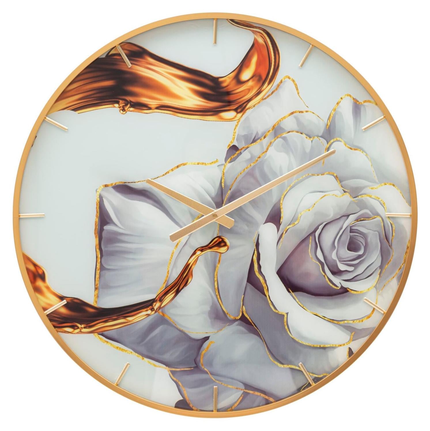 Mauro Ferretti Analoge Wandklok met Glazen Roos, Diameter: 60 cm