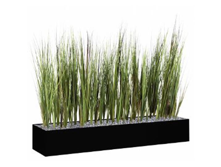 Jardinière artificielle basse - Composition florale en herbes - L 80 cm - Noir