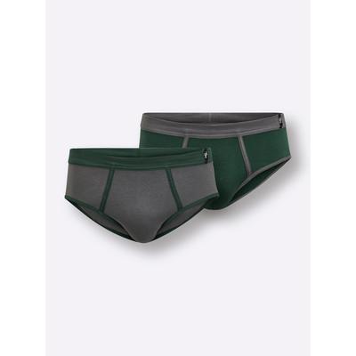 Slip WÄSCHEPUR, Herren, Gr. 6, 2 Stk., grau (anthrazit, moos), 100% Baumwolle, Unterhosen Slip