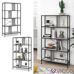 VICCO Loft Bücherregal FYRK Wandregal Standregal Aufbewahrung 146x80x30 Beton