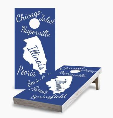 Skip's Garage Illinois State Pride Cornhole Boards