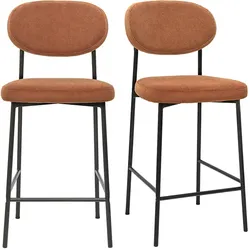 Barhocker aus Cord-Samt in gebrannter Erde H65 cm (2er-Set) BREKA