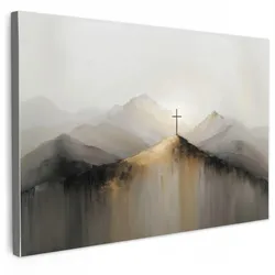 LEINWANDBILD Hügel - Abstrakt - Kreuz - Christentum Deko Schlafzimmer 30x20 cm