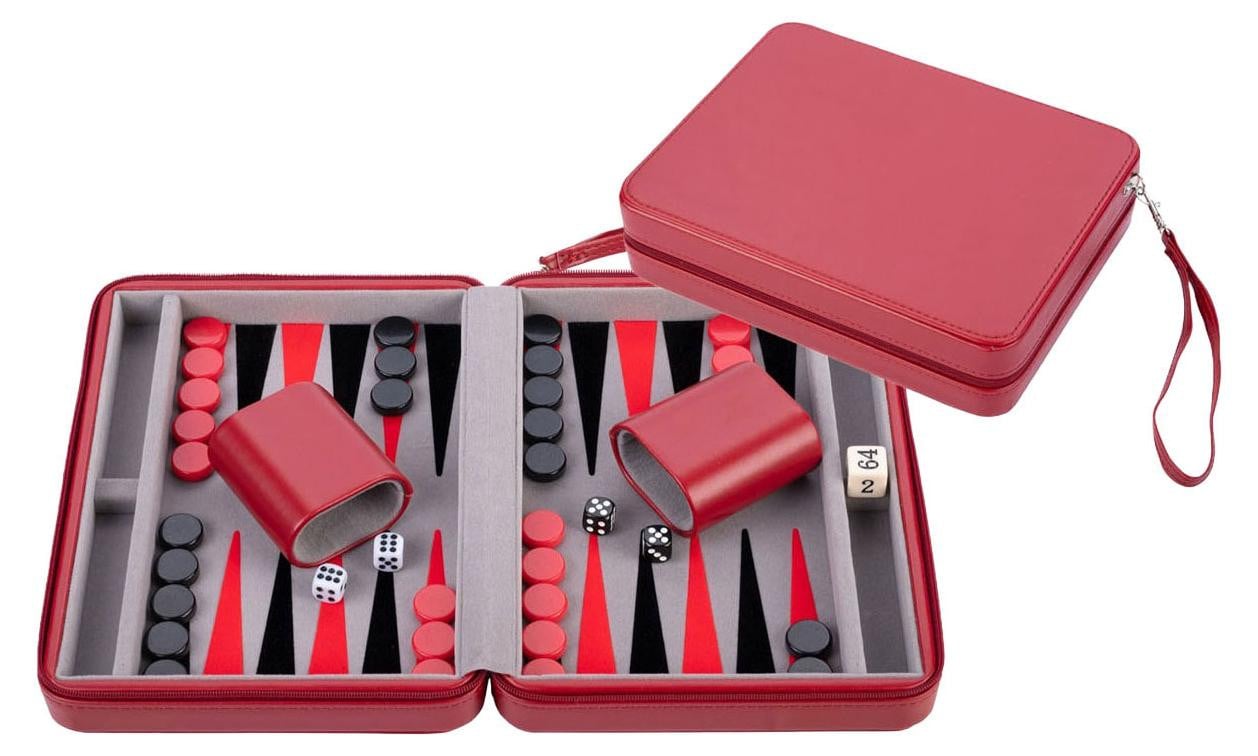 Longfield Games Backgammon in koffer - Rood