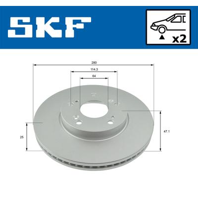 SKF Bremsscheibe VKBD 80616 V2 280mm 25mm für HONDA