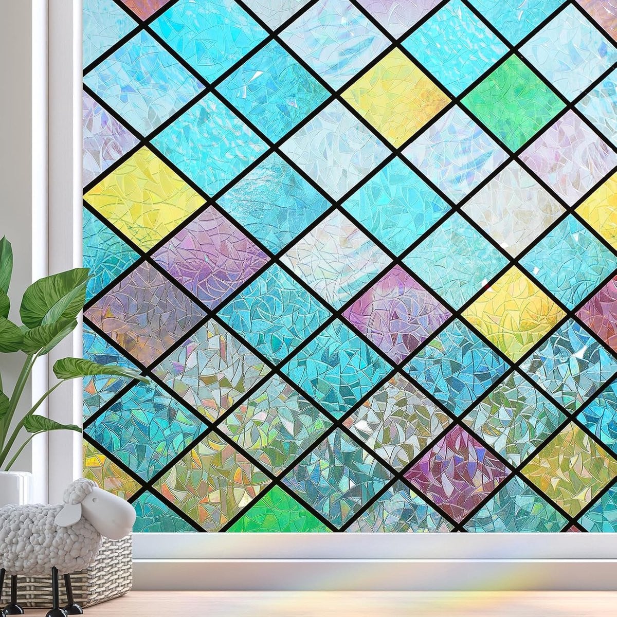 Raamfolie Opaque 3D Regenboog Effect - Kleurvolle Statiefolie voor Privacy en Anti-UV