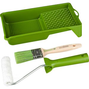Böttcher-AG Malerset Lasurroller Set, 4-teilig, mit Farbroller, Farbwalze, Flachpinsel & Farbwanne