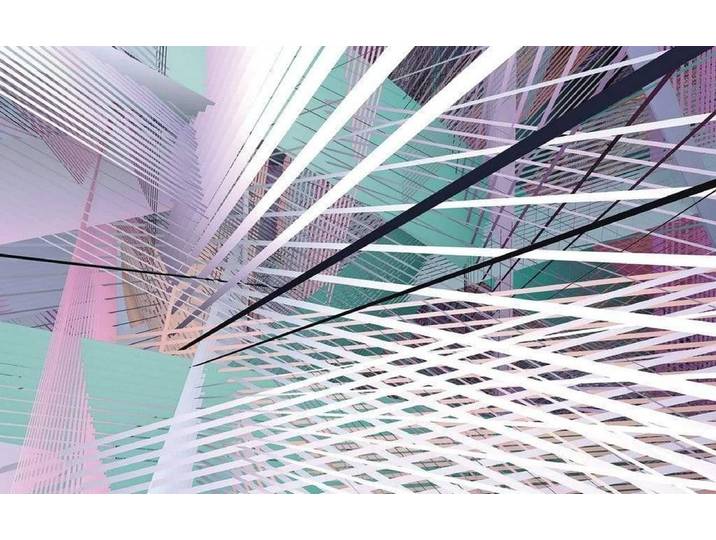 Fotobehang - Space Grid Spring 400x250cm - Vliesbehang