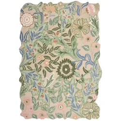 KADIMA DESIGN Wollteppich Handgetuftet mit floralem Design | Organisch geformt | Strapazierfähig aus 100% Wolle | 200x290cm