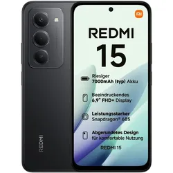 Xiaomi Redmi 15 (128 GB, Midnight Black, Noir, sandiger Violettfarbe, 6.90", Dual SIM, 4G), Smartphone, Violett, Schwarz