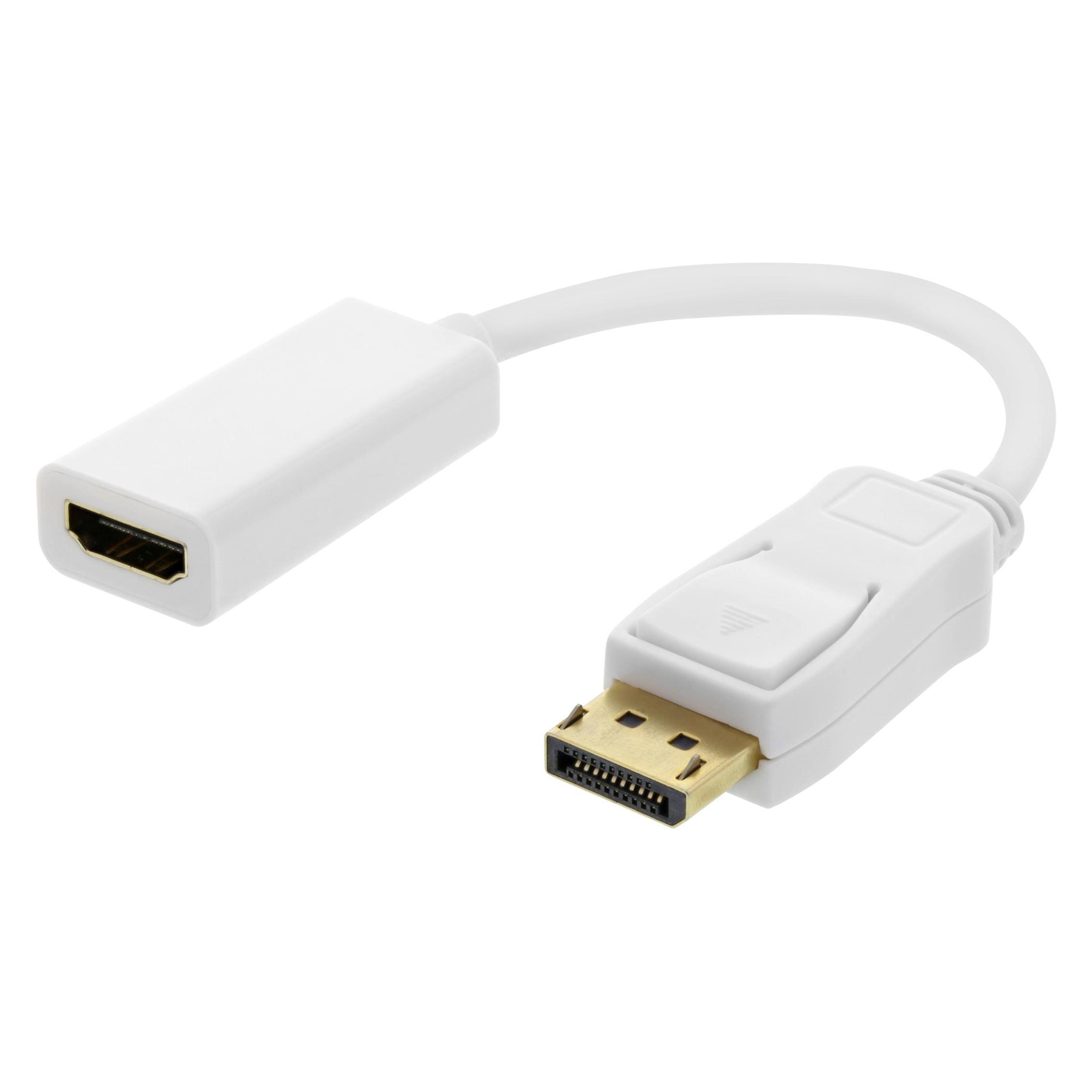 Deltaco DP-HDMI44 video cable adapter DisplayPort HDMI Type A (Standard) White (DisplayPort, HDMI) (DP-HDMI44)