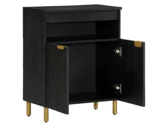 GPUTYGHN Sideboard Schwarz 60x33x75 cm Holzwerkstoff Mit Tuer und Metallfuessen, Stabil, Vielseitig fuer Flur, Bad und Buero