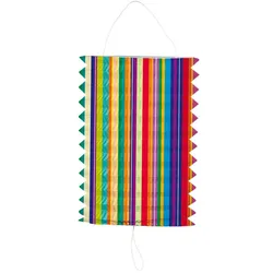 Folat Ziehen Laterne Multicolor-Streifen - 16cm (1 Stk.)