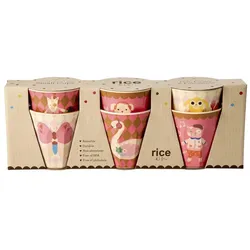 Rice, Kindergeschirr + Kinderbesteck, - Melamine Kids Cup with Pink Music Band Print - Pink - Small