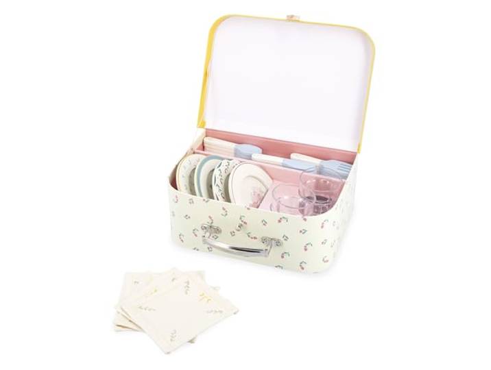 Janod J06637, J06637, houten picknickset voor 4 personen, 25 stuks, van karton, ideaal keukenaccessoire voor kinderen, ontwikkeling van de fantasie, vanaf 3 jaar