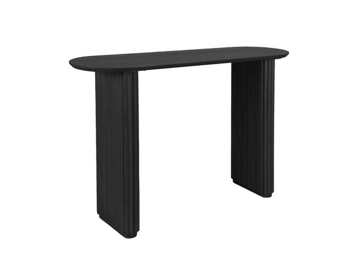 Console ovale bois d'hévéa placage chêne noir