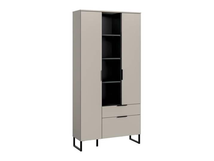 Vitrine Noida 192 x 90 x 37 cm Kaschmir Nachbildung/Schwarz