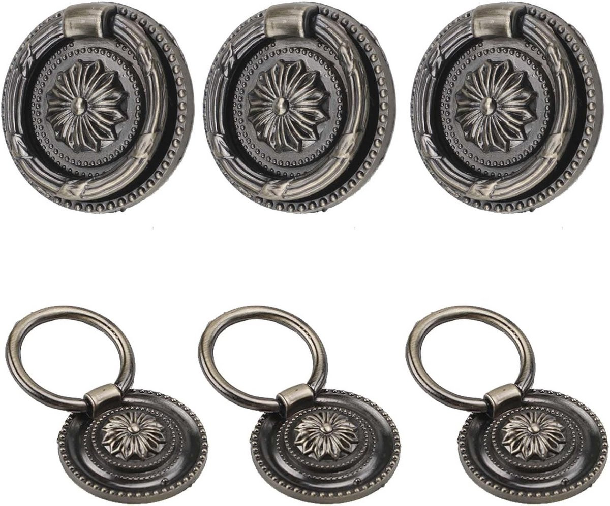 Set van 6 antieke bronzen kastknoppen vintage handgrepen voor meubels