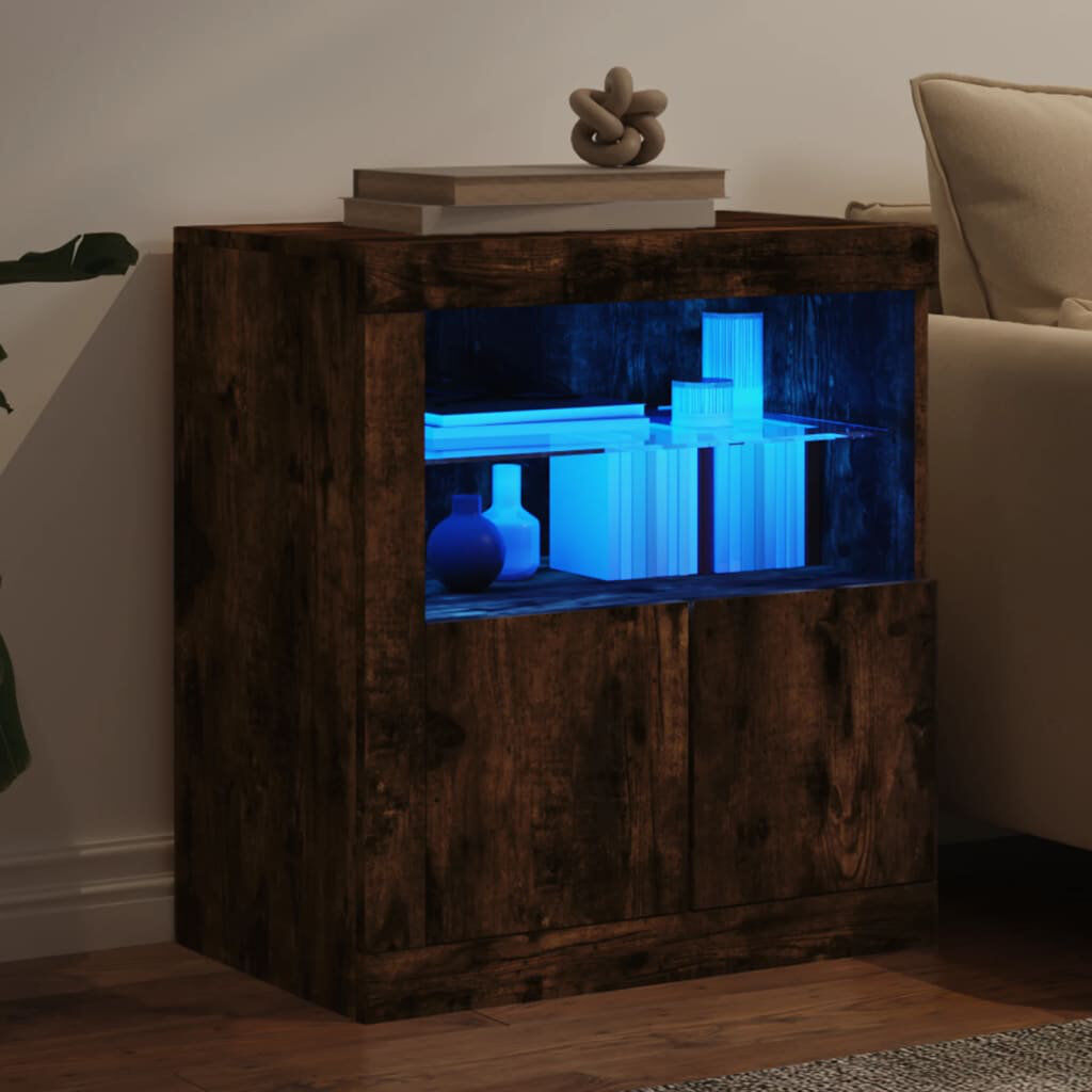 Metro Basiliki Sideboard with LED Lights Smoked Oak 67cm H X 60.5cm W X 37cm D