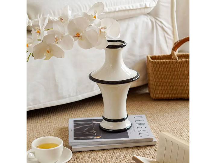 Vase en céramique rétro simple, lumière moderne, art de luxe, ornement de fleur de bureau, décoration, nouveau