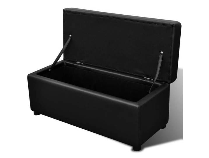 Banc de rangement - KAI - Set de 3 - Simili cuir noir - Armature en bois - Design contemporain