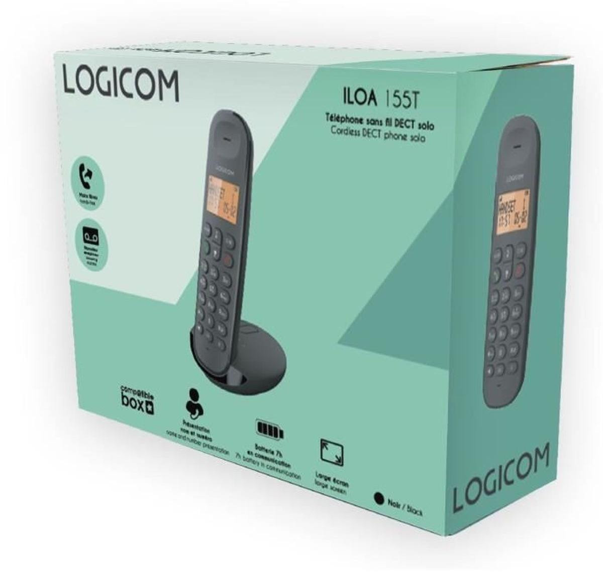 Logicom DECT-telefoon ILOA 155 met handsfree functie, zwart