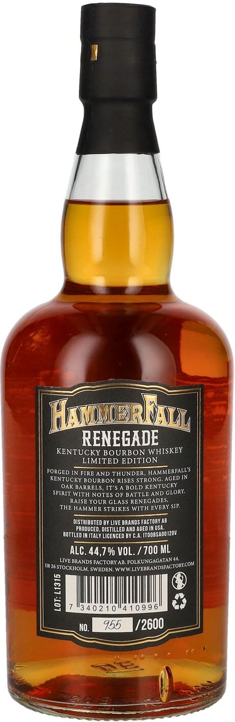 HammerFall Renegade Kentucky Bourbon Whiskey Limited Edition 44,7% Vol. 0,7l