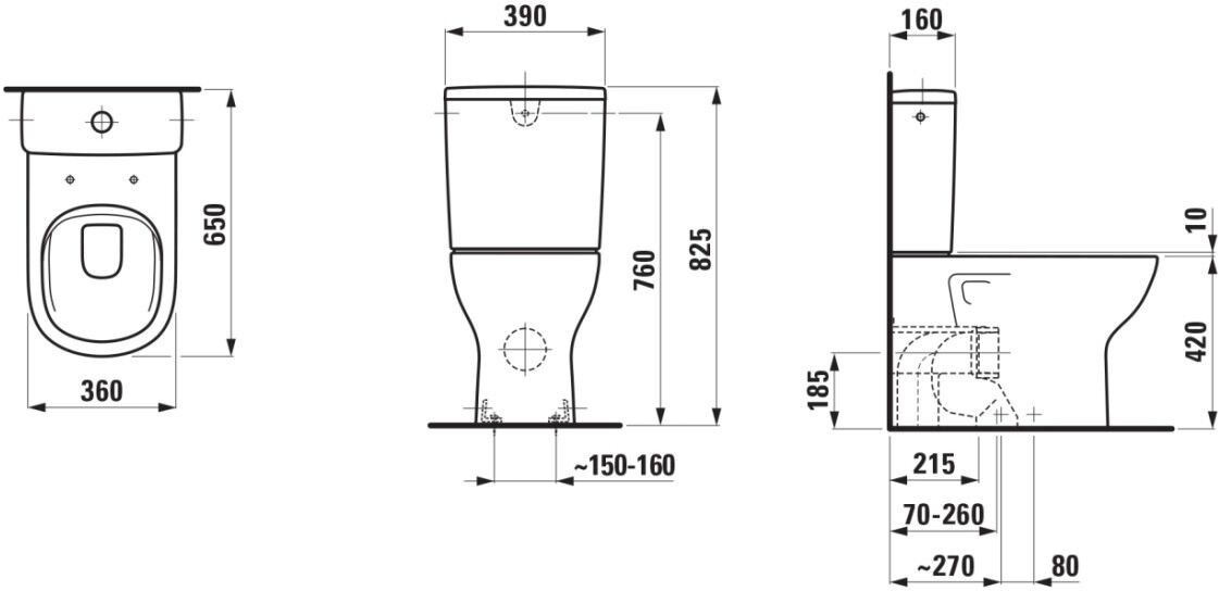 LAUFEN Tiefspül-WC für Kombination mit Spülkasten LUA 650x360x420 H8240810000001