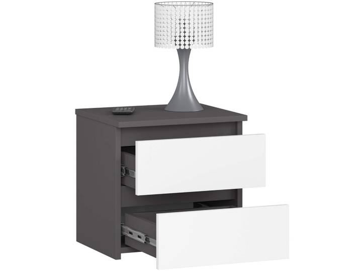 NACHTTISCH Graphit Grau, Weiß 40/40/35