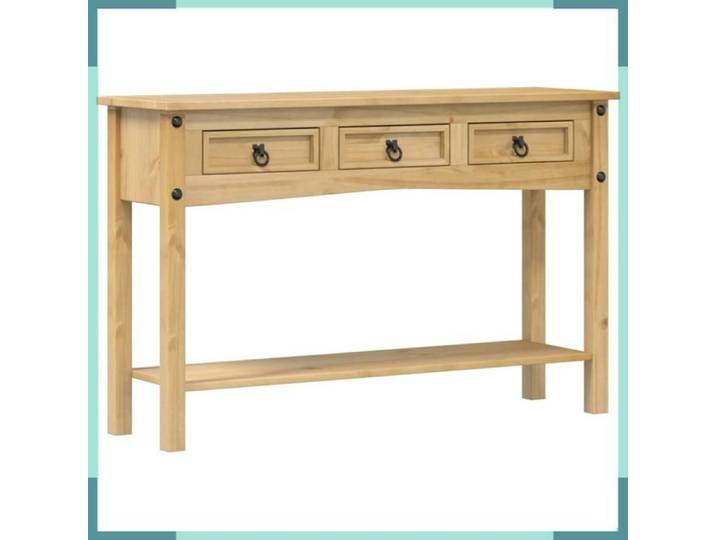 FHE Table console « Corona - Bois de pin massif - Rangement - Intérieur - Naturel - 114x34 5x73 cm - 3 tiroirs