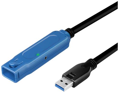 LogiLink USB-Kabel USB 3.2 Gen1 USB-A Buchse, USB-A Stecker 20.00m Schwarz, Blau Aktiv mit Signalverstärkung UA0400