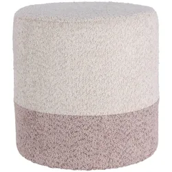 WellHome - 'Boucle' Hocker Ø35cm beige mit hellrosa