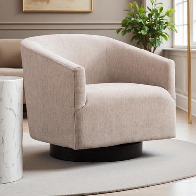 ZWYO HOSIMU "32.25"" Wood Base Swivel Chair No-Sag Springs Foam Seat Upholstered Accent Chair 360° Swivel Living Room Bedroom Office"