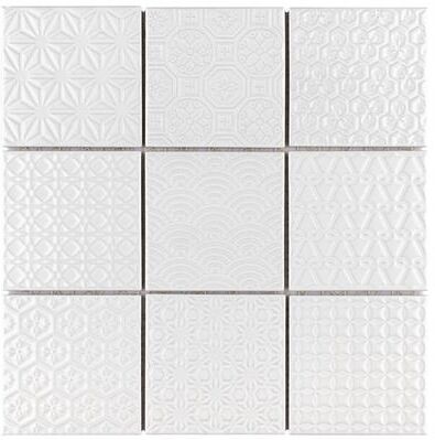 "Merola Tile Spirit White 11-5/8"" x 11-5/8"" Porcelain Mosaic Floor and Wall Tile"