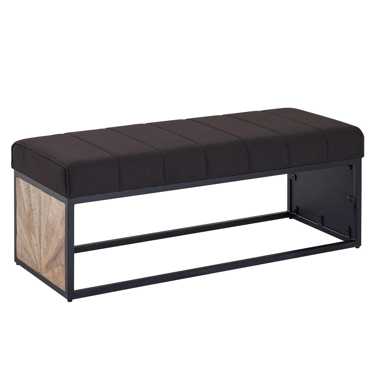 WOHNLING WL6.487 Sitzbank Stoff 105x40x40 cm Polsterbank mit Metallgestell Schwarz