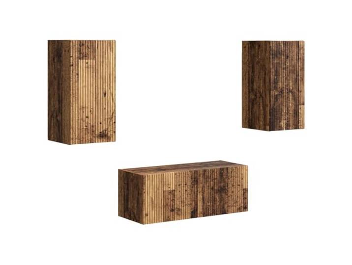 KTHLBRH 6-teiliges TV-Möbel-Set zur Wandmontage aus technischem Holz 5 Wandeinheiten aus Holz, minimalistisches Design, für Wohnzimmer und Medienzentren